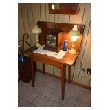 Side Table, Lamps, & clock