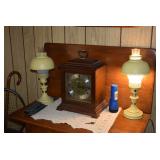 Vintage Clock, Hurricane Lamps