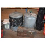 Trash Cans & Tool Box