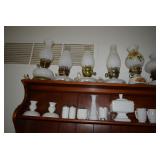 Hobnail Milk Glass Pieces & Hurricane Lamps