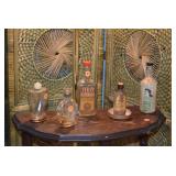 Changing Divided Folding Wall, Side Table, & Collectible Bottles