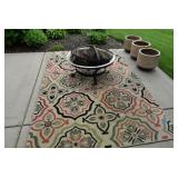 Area Rug, Fire Pit, & Planters
