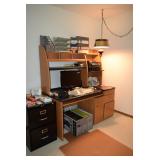 Desk, Computer, Printer, Filing Cabinet, & Office Supplies