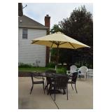 Patio Umbrella, Table, & Chairs