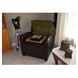 Leather Chair, Telescope/Tripod, Art