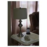 Vintage Side Table, Lamp, & Decor