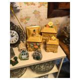 Gold cart containers and small house models