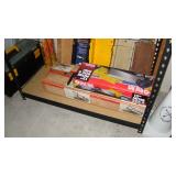 22" compound miter box, 12" miter box & saw, toolbox, flag football cones