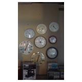Clocks, temperature gages