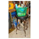 Black stool, air pump, basket
