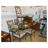 Glass and Iron Table with 5 Chairs