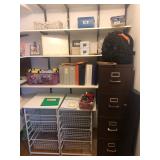 Office supplies and file cabinet
