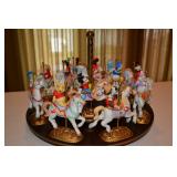 Wooden Base with 12 characters on Carousel horses - Mickey, Huey (nephew), Pinocchio, Pluto, Goofy, 