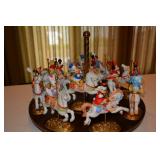 Wooden Base with 12 characters on Carousel horses - Mickey, Huey (nephew), Pinocchio, Pluto, Goofy, 