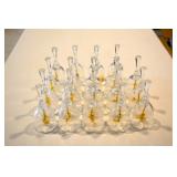 Crystal bells - Disney characters in gold - Donald Duck with Mallet, Bambi, Pluto with Bone, Mickey 