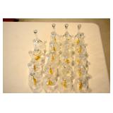 Crystal bells - Disney characters in gold - Donald Duck with Mallet, Bambi, Pluto with Bone, Mickey 