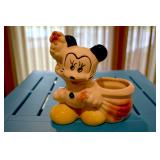 Mickey Mouse - Ceramic Planter - back and bottom - Walt Disney - bottom states Mickey Mouse  - glazi