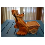 Pluto pulling a cart - Ceramic Planter - Pluto and Walt Disney Prod on bottom - small crack in cart