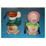Donald and Daisy Duck - ceramic salt and pepper shakers- marked with Japan on bottom- slight crack (
