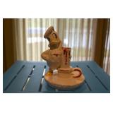Donald Duck Ceramic Lamp Base - no electrical included - paint is mostly off; Donald Duck embossed o