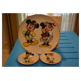 Mickey & Minnie - German - 3 plates - Reutter - Porzellan - W Germany - 1 large and two smaller
