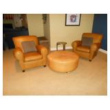 Pottery Barn chairs and ottoman