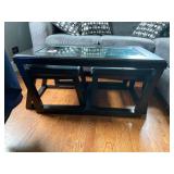 Black Coffee Table with 2 Stools