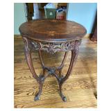 Carved wood end table 
