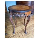 Carved wood end table 