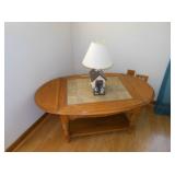 coffee table and lamp