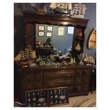 dresser with drawers and mirror
