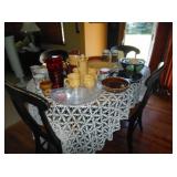 table chairs and dishes