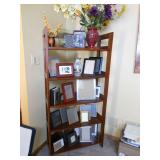 bookshelf and picture frames