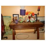 end table and collectible plates