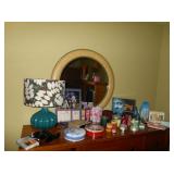 lamp and circle mirror 