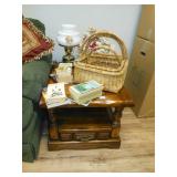 end table and baskets