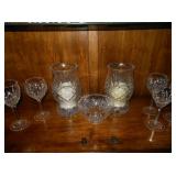 crystal glasses and candle holder