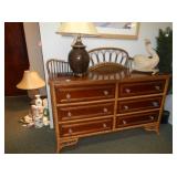 wicker and wood dresser 