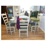 glass top table with chairs 