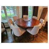 Woodland Furniture Round Table with 7 Restoration Hardware Chairs