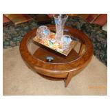 round glass top end table 