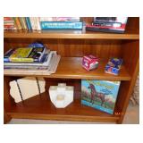 book shelf with misc. items