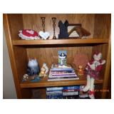 book shelf with misc. items