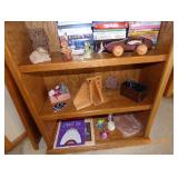 book shelf with misc. items