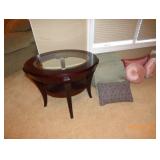 round glass top end table 
