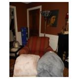 arm chair and blankets