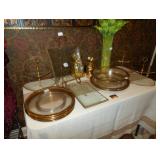 gold and glass serving peices