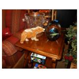 marble bear and glass paperweight
