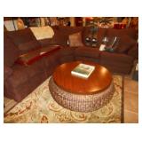 Sectional with wicker ottoman