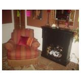 fireplace and arm chair 